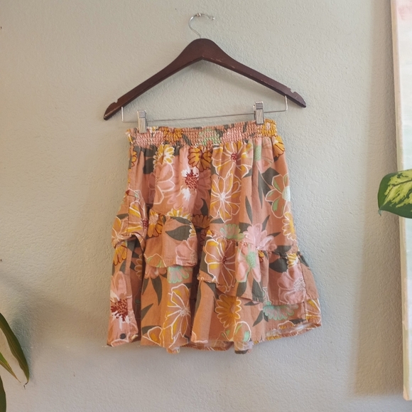 Roxy Cosmic Glow Again Floral Coquette Girl Ruffle Trim Tiered Casual Mini - Picture 6 of 8